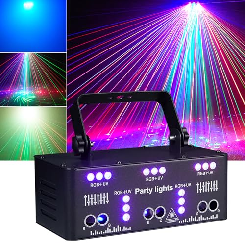 21 Eyes Stage Light Disco DJ Party Strobe Lights LED Strobe Laser Party Light Sound Activated RGB UV LED DMX Control LED Rave Light for Home Parties Karaoke KTV Birthday Wedding Bar Rave Parties