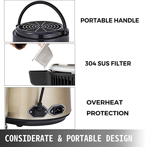 Mophorn Water Distillers Countertop 1.1 Gal/4L, Stainless Steel Purifier Filter Machine 750W, With Handle Food-Grade Outlet Glass Container 110V Gold, Perfect For Home Use #TOP5