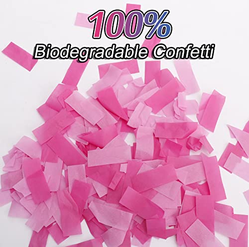 Gender Reveal Pink Confetti Cannon, Doukee Baby Shower Pink Only Biodegradable Confetti Poppers (Mixed Pink And Hot Pink) - 2 Set #TOP2