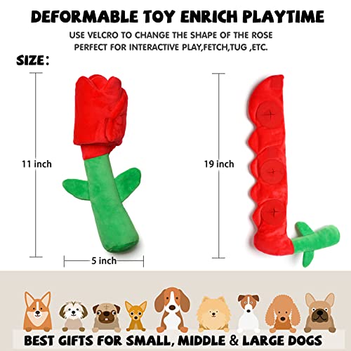 Rose Puzzle Dog Toy, Valentine's Day & Christmas Gift, Squeaky Crinkle Enrichment Snuffle Mat, for Small Medium Large Dogs & Puppies