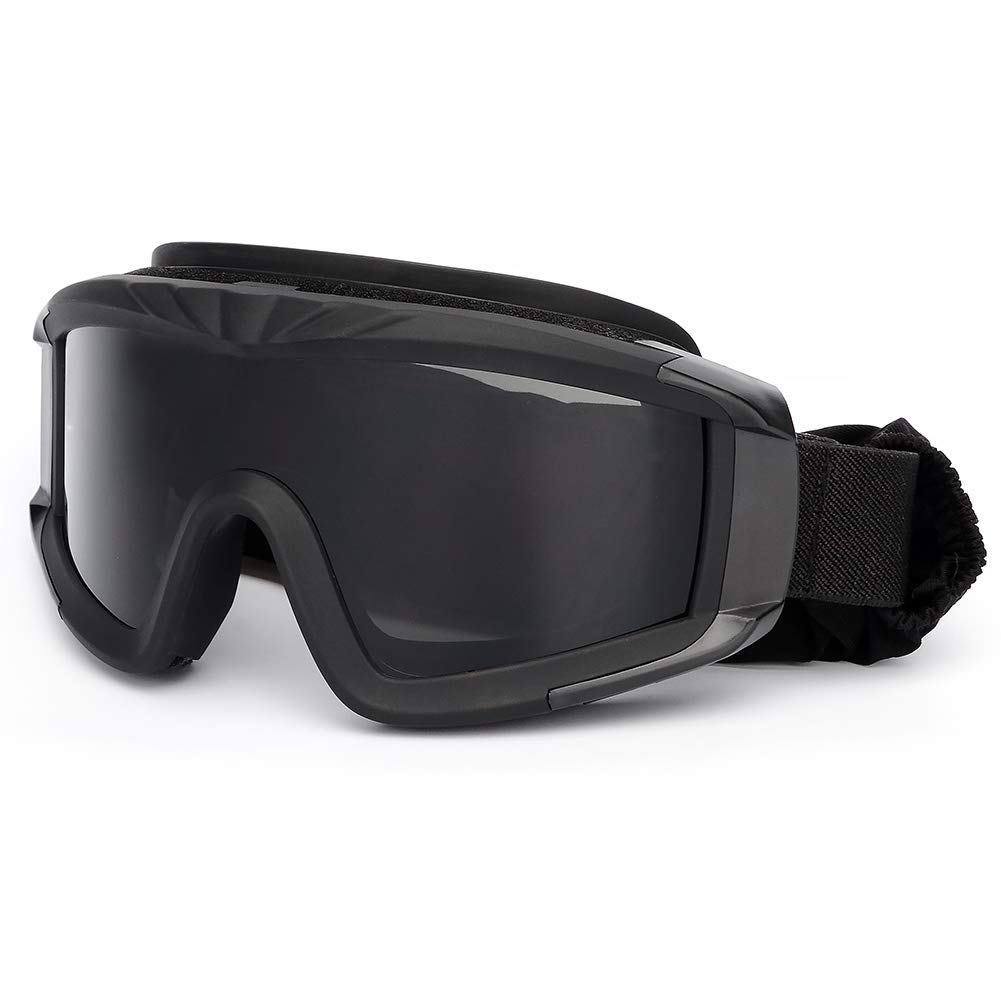 SPOSUNE - Occhiali Tattici Softair, per attività all'Aria Aperta, con 3 Lenti intercambiabili, Resistenti agli Urti, Protezione UV400, per Uomini, Donne, Moto, Campionato, Paintball, Nero