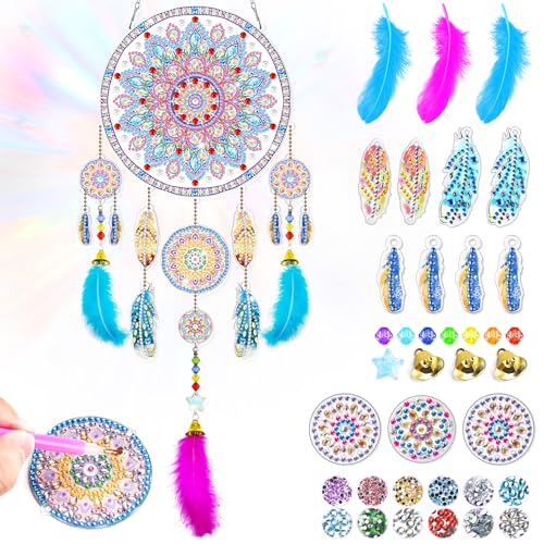 Regalo Bimba 4 6 8 11 Anni Femmina, Gioco Bambina 5 7 9 10 12 Anni Diamond Painting Acchiappasogni Kit Pittura Bambini...
