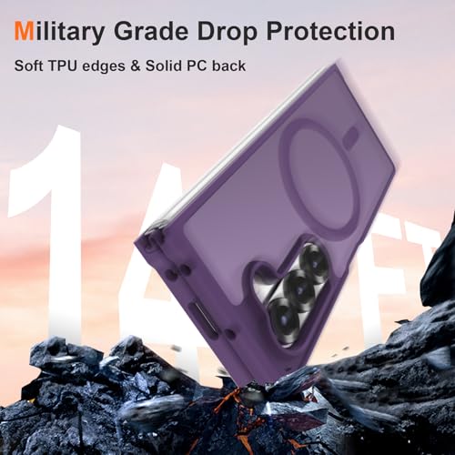Image of ORETECH Magnetic Case Compatible with Samsung Galaxy Z Fold 6 Case, Translucent Back Non-Slip Hard PC Shockproof Bumper Protective Phone Case Cover for Samsung Z Fold 6 - Deep Purple | Translucent Back Non-Slip Hard PC Shockproof Bumper Protective Phone Cover