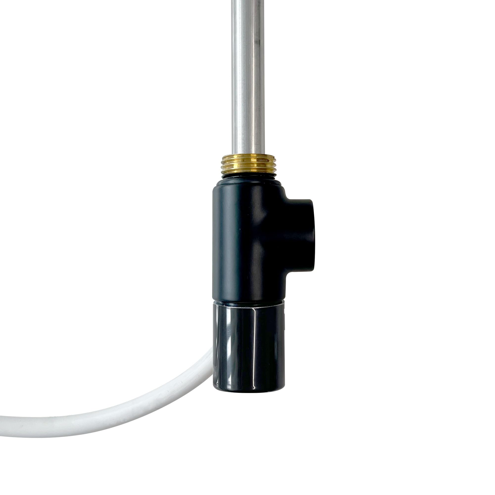 NWT Direct Dual Fuel Electric Element & Cap With T- Piece Adapter Towel Rail Kit For Radiators And Towel Warmers - Black T-Piece & 500w Element