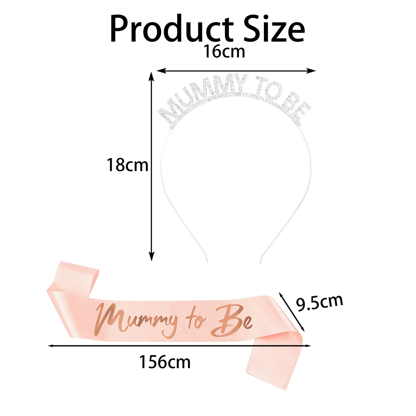 GWAWG Baby Shower Sash Party Decoration, Mummy to Be Sash Set, Rhinestone Tiara Crown Headband and Mummy Ribbon - Image 2
