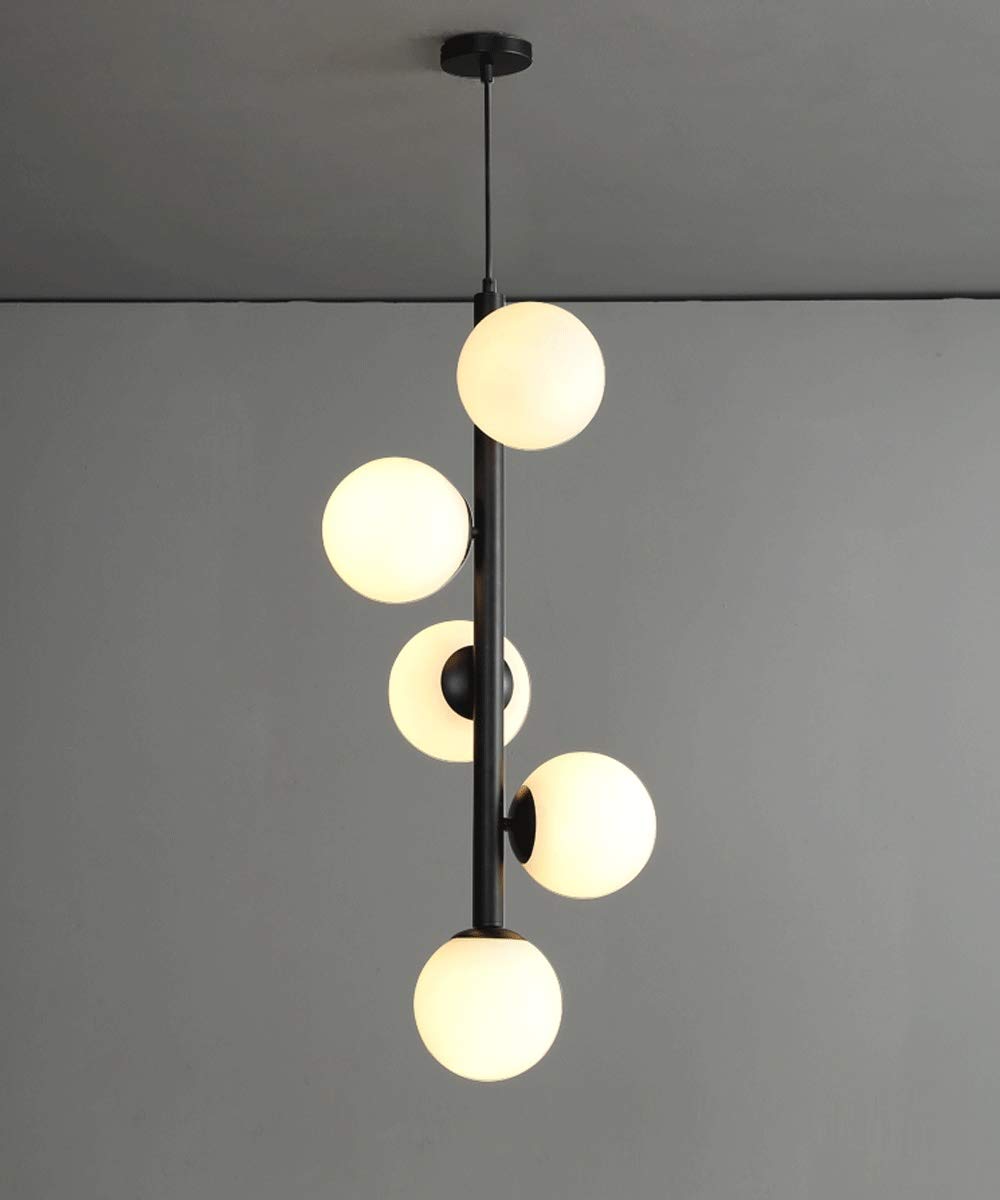 Lustre de luxe en spirale pour escalier et salon au design boule de verre