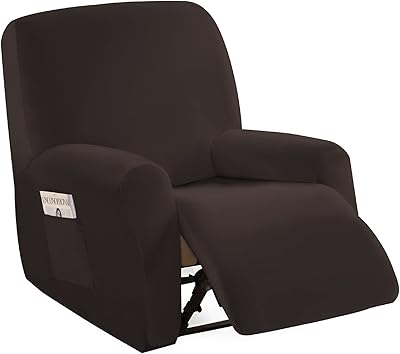 ele ELEOPTION Recliner Covers for Recliner Chair Single Couch Slipcover for Reclining Sofa 1 Seat Soft Thick Elastic Recliner Chair Cover Furniture Protector Covers Washable Coffee