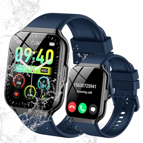 Reloj-Inteligente-Hombre-Mujer-196-Smartwatch-Deportivo-con-100-Deportes-Impermeable-IP68-Recibir-y-Contestar-Llamadas-sueno-y-pulsometro-podometro-Smartwatches-para-Android-iOS-Azul-oscuro