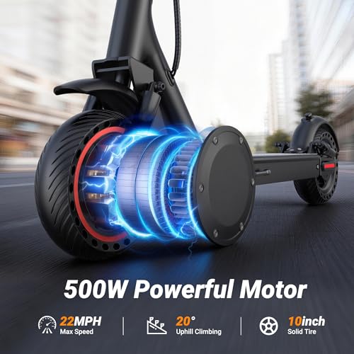 Image of Electric Scooter, 350W-500W Motor, 9 MPH to 22MPH, 10-41 Miles Range, Dual Suspension, Dual Braking, App Control, Foldable Commuter E Scooter for Adults and Teens