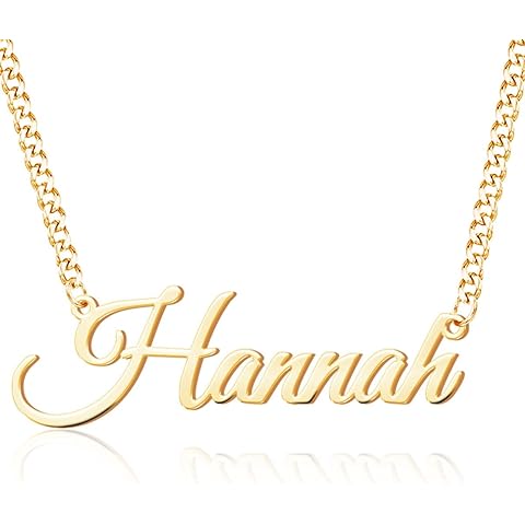 EVER2000 Custom Name Necklace, 18K Gold Plated Nameplate Personalized Jewelry Gift for Women