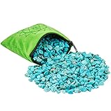 SUNYIK Green Howlite Turquoise Tumbled Chip Stone, Heart Chakra Crystal Pillow for Healing Reiki,...