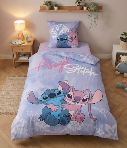 Parure de lit Stitch et Angel housse de couette réversible 140x200 pour enfant - 3