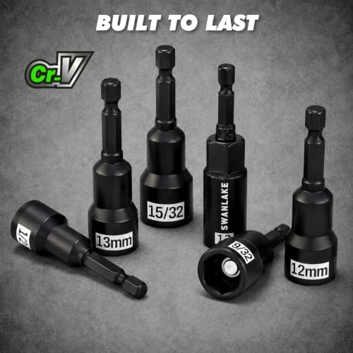 Image of 22-Piece Magnetic Nut Driver Set, Metric & SAE (5-13mm & 3 /16 inch-1 /2 inch), 1 /4 inch Hex Shank Impact Bit Set, Wing Nut Driver Bits, Magnetic Aluminum Storage Rail