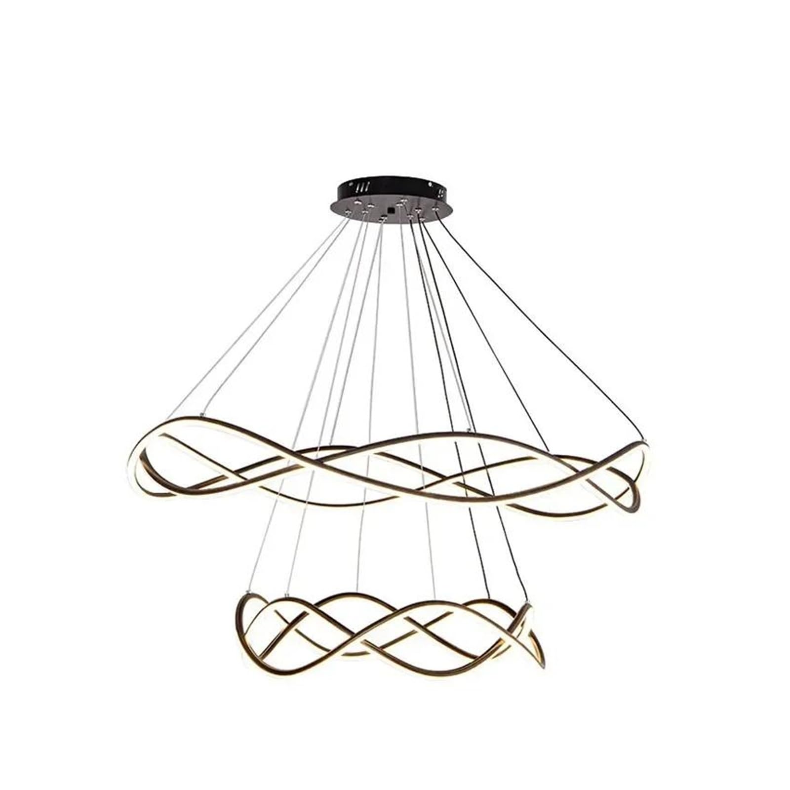HYJAUSXB Nordic Luxury Modern Iron Living Room Restaurant Kitchen Creative Simple Ring LED Chandelier Hanging Lamp(Noir)