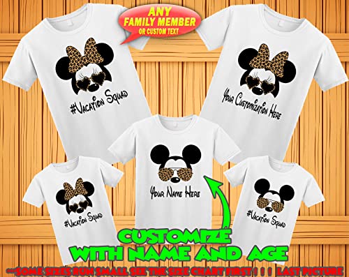 Leopard bow Mickey Minnie Family matching Leopard bow custom t-shirts, Family vacation Leopard bow glasses shirts,Mickey Personalized shirt, Custom Leopard bow Shirts for Family2