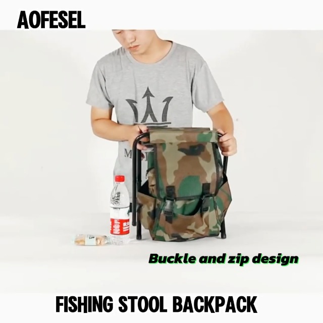 fishing tackle bag chair THKFISH Large Capacity Hunting Backpack with Rod Holder This fishing chair adjustable feet and rod holder grant unmatched stability Fishing Chair with Rod Holder