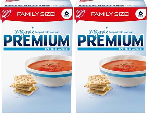 Family size 6 packs original topped with sea salt premium saltine crackers NET 1LB 8oz,(Pack of 2)