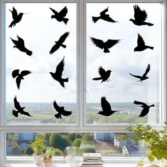 Autocollants Fenêtre Anti-Collision Oiseaux - 6 Pièces Électrostatiques - Motifs Colibris Colorés - PVC Amovible - Déco & Protection