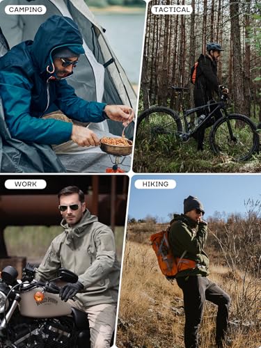 FREE SOLDIER Herren Winterjacke Military Softshell Jacken Outdoor Fleecefutter Winddichte Wasserdichte Jacke mit Kapuze Warme Taktische Jacken mit Mehreren Taschen für Jagdausflüge (Schwarz,XL)