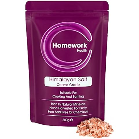 Himalayan Pink Salt Coarse Grade 1kg - Zero Additives - Suitable for Cooking and Detoxification - Comes in Re Sealable Stand Up Pouch Cover