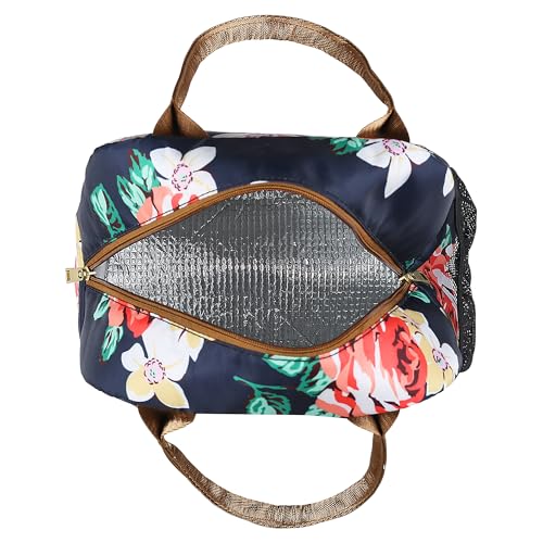 Image of KIKA HOMS Insulated Lunch Bag for Office Women, Girls, and Kids, Large Capacity with Multi-Compartments, Waterproof and Leak-Proof, Floral Print