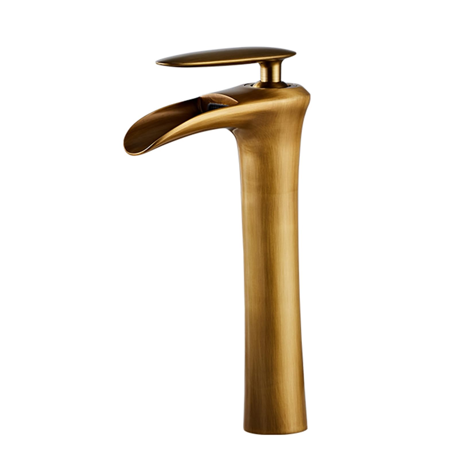 HCFYAUIS Waterfall Basin Mixer Taps, Open Single Handle Bathroom Mixer Tap, Hot and Cold Taps,Antique,high