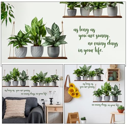 Vinilo Decorativo Pared Planta en Maceta 30x90 cm miniatura 3