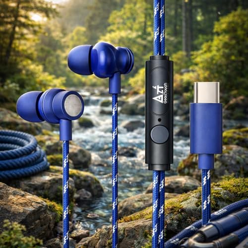 Image of BLAAST'C TypeC Wired Earphone with Powerful HD Mic for Clear Sound, Deep Bass Sound, HD Calling, in-Line Volume Control & Noise Cancellation Compatible with only TypeC Jacks in Mobiles-BLUE