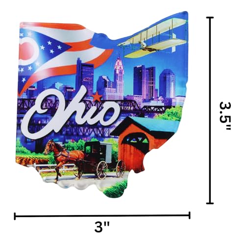 Imán decorativo acrílico Estado de Ohio 3x3.25 pulgadas miniatura 6