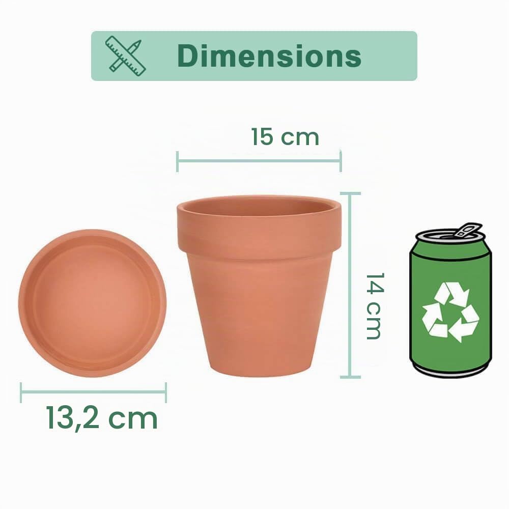 6 Inch Terra Cotta Pots avec soucoupe en céramique argile, pot de fleurs en cactus, pot de fleurs succulent, trou de drainage, idéal pour les plantes, les travaux manuels, les cadeaux de mariage