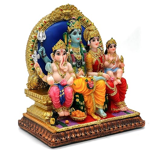 Hindu God Shiva Family Statue - 6.9" H Murti Shiva Family Diwali Gift Pooja Item Puja Gifts for Indian Friends Family Home Temple Office Mandir Altar Shine Yoga Meditation Room Decor