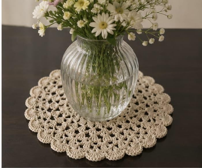 Handmade Crochet Round Placemat, 4 Pieces, Different Designs Combo Offer-image-15