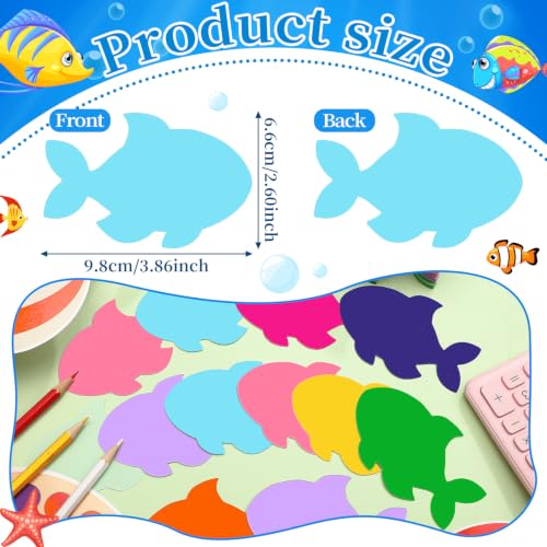 Image of Kisston 360 Pcs Tropical Fish Cutouts Paper 3.9 Inch Assorted Color Die Cuts for DIY Craft Projects School Classroom Bulletin Board Decor
