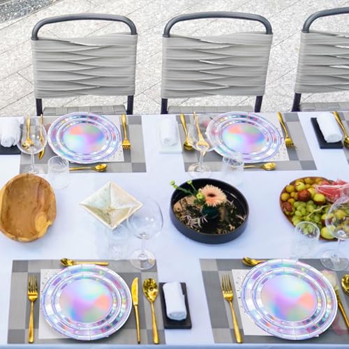 COLANANA Partygeschirr Kindergeburtstag,Silber Geburtstag Party Geschirr Set mit Teller Tischdecke Tassen Servietten Papier Strohhalme für Babydusche Geburtstag Hochzeit Party(16 Gäste)