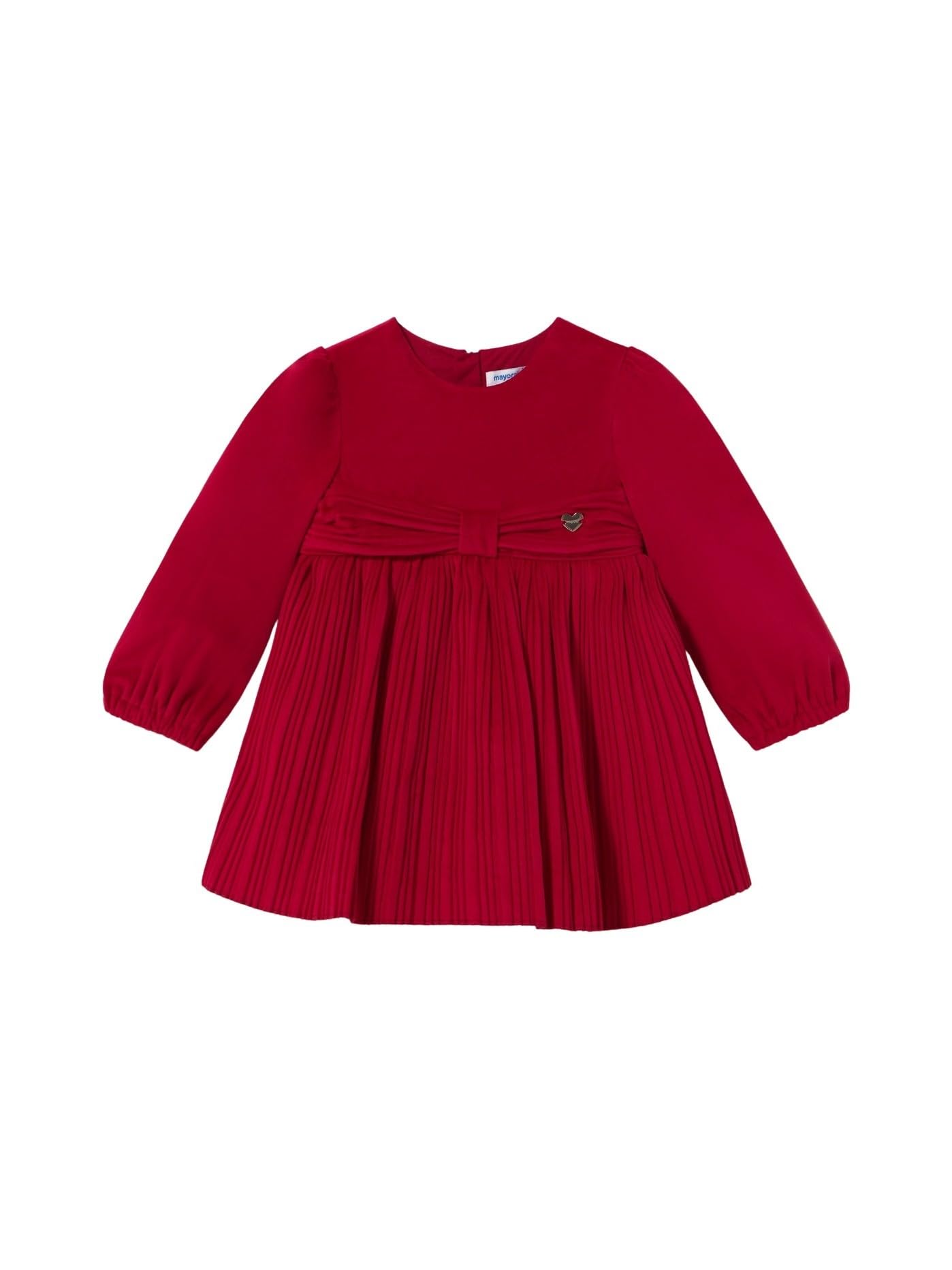Mayoral Vestido Terciopelo Plisado para bebé niña Rojo