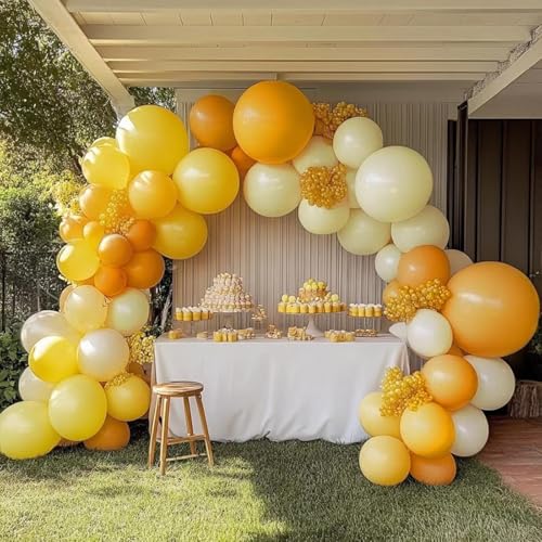 Image of Yellow Balloons Kit, 65Pcs Light yellow Balloon, 12in Pastel Lemon Yellow Latex Balloons for Birthday Wedding Baby Shower Bride Sunflower Theme Party Decoration