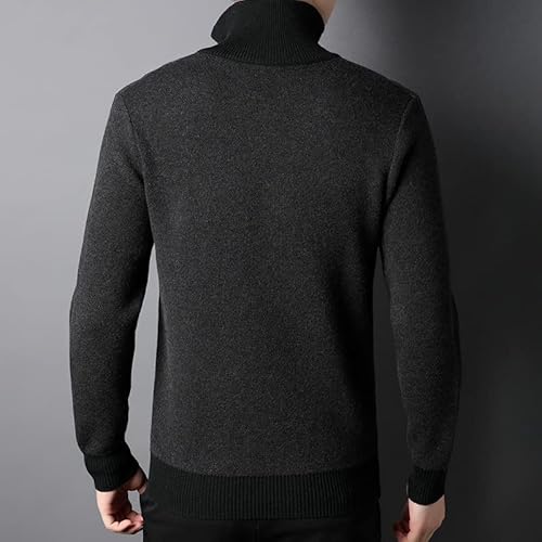 Walnut Cashmere Sweater Men's Winter Zipped Stand Collar Wool Extra Thick Pullover Loose Casual Knitted Bottoming (Color : As Shown, Size : Xx-Large) #TOP2