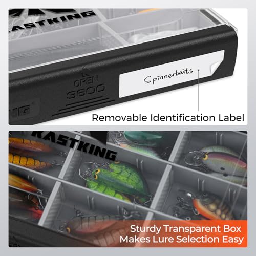 Image of KastKing HyperSeal Waterproof Tackle Box, 3600 and 3700 Tackle Trays, Fishing Tackle Box Organizer with Removable Dividers, Lure Box and Terminal Tackle Storage,Black
