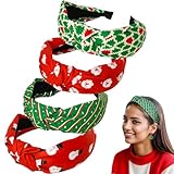 Yssreey 4pcs Christmas Headbands for Women Girls Holiday Knotted Head Bands Wide Plaid Headbands Red Green Hair Hoops Christmas Gifts Hair Accessories for Women (christmas pattern, L)