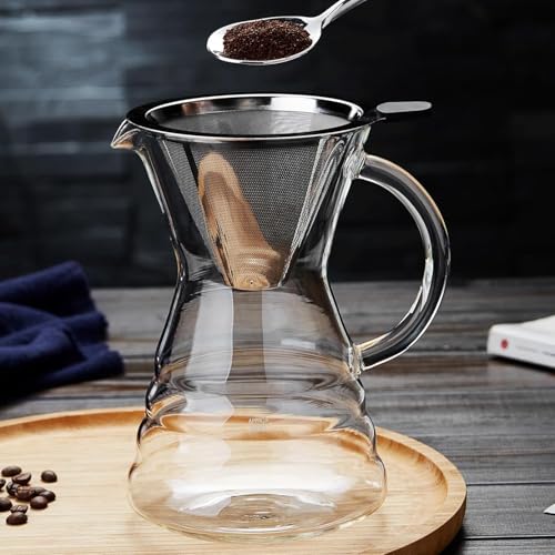 Image of Unbreakable - 18 Pack Pour Over Coffee Maker with Permanent Stainless Filter 27 fl oz, Thickened Heat-Resistant Borosilicate Glass Dripper Coffee Brewer, Stovetop Safe
