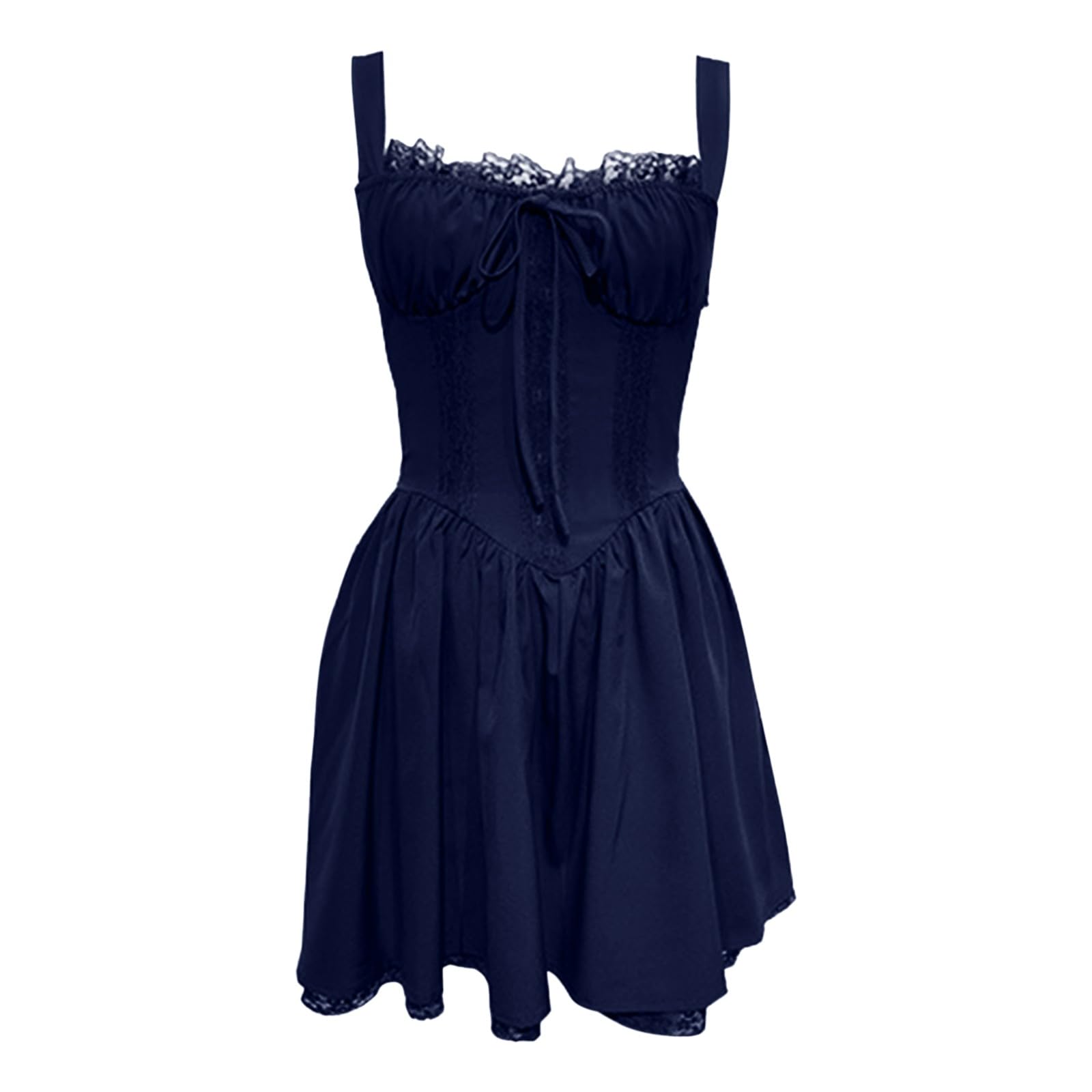 Abiti Estivi da Donna 2026 alla Moda Casual Miniabito Uncinetto Elastico Schiena Senza Maniche con Bretelle Abito in Pizzo Floreale Corsetto Interno e Canotta Integrata per Un Sensuale Elegante