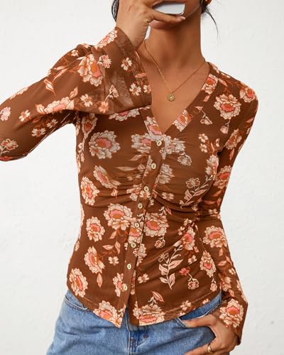 Button Down Shirts for Women Floral Boho Tops - image 9