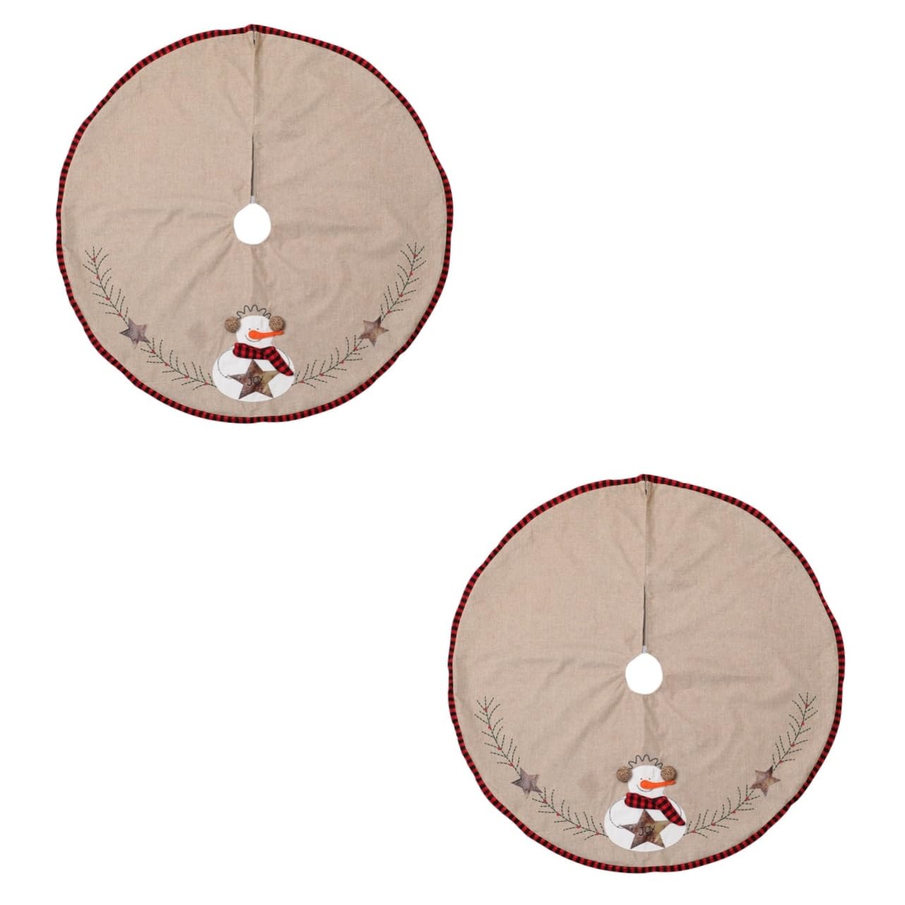 MAGICLULU 2St Christbaumschmuck Rock Ornamente Dekorationen Schnee Christbaum Teppich Christmas Tree Carpet unter Weihnachtsbaum Rock Weihnachtsbaumrock aus Leinen Leinen- Light Brown