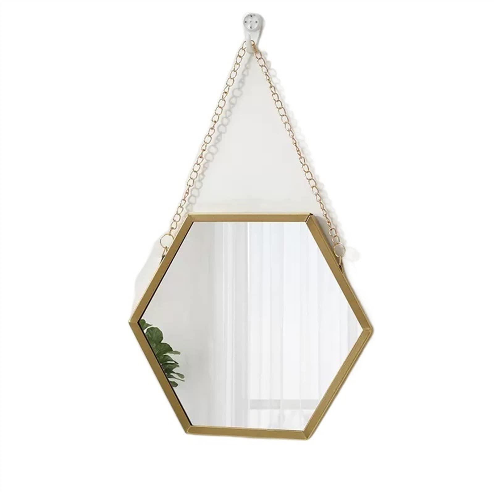 LJHFG63KUYT Vanity Mirror Tieyi Hexagonal Wall Mirror Bathroom Dormitory Washing Table Hanging Cosmetic Household Personal(Large)