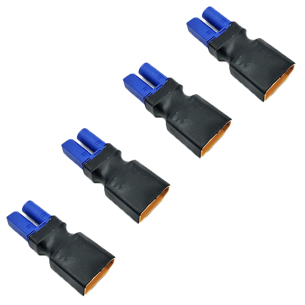 LINSYRC 4-Pack XT90 Plug Male Connector to EC5 Plug Female Connector No Wire Adapter for RC FPV Drone RC Car Lipo NiMH Battery Charger ESC