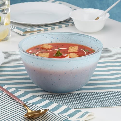 Image of Borosil 1 L Serving & Mixing Bowl | Made in India Borosilicate Glass Bowl for Kitchen & Dinning | Bowl for Mixing Dough, Salad, Batter | Microwave & Dishwasher Safe (Blue)