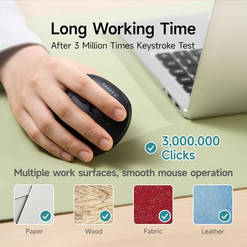 SANWA Multi Device Ergonomic Vertical Mouse, Silent Click, 5 Programmable Buttons, 2 Bluetooth 5.0 + 2.4G Wireless Ergo Mice for Medium Large Hands, Compatible with Windows, Mac OS, Laptop, PC, Black