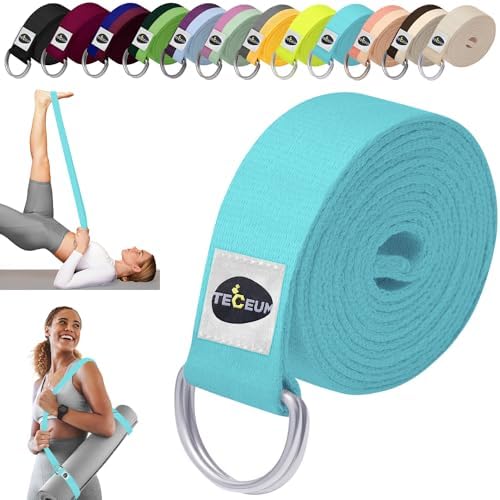 TECEUM Yoga Strap & Mat Strap – 2 IN 1 – Cotton – 6 ft 8 ft 10 ft...