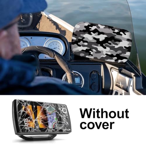 Image of Helix 7 Cover, Waterproof Fish Finder Cover, Compatible with UC H7 / Helix 7 Screen Cover, Neoprene Protects Your Screen (Black and White ash Camouflage)
