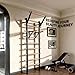 GMWD Swedish Ladder, Wood Stall Bar, Suspension Trainer with Pull-Up Bar and Dip Bar Attachments, Wooden Stall Bar with 9 Strategic Rods for Core Strengthening and Stretching Balanced